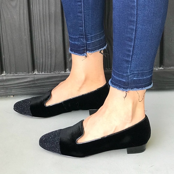 Black Luxe Velvet Plush Suede Boyfriend Loafers - Picture 2 of 8
